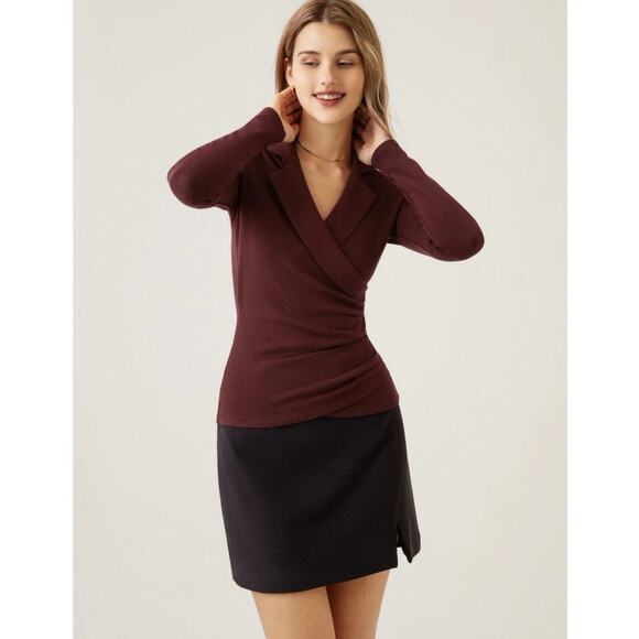 NWT XS Collared Surplice Top - Picture 3 of 7